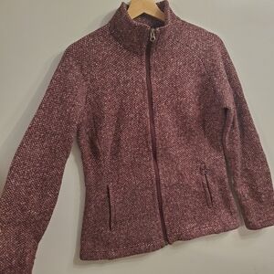 Mec Small polar Fleece Sweater Heathered Burgundy Warm Breathable Activewear Zip